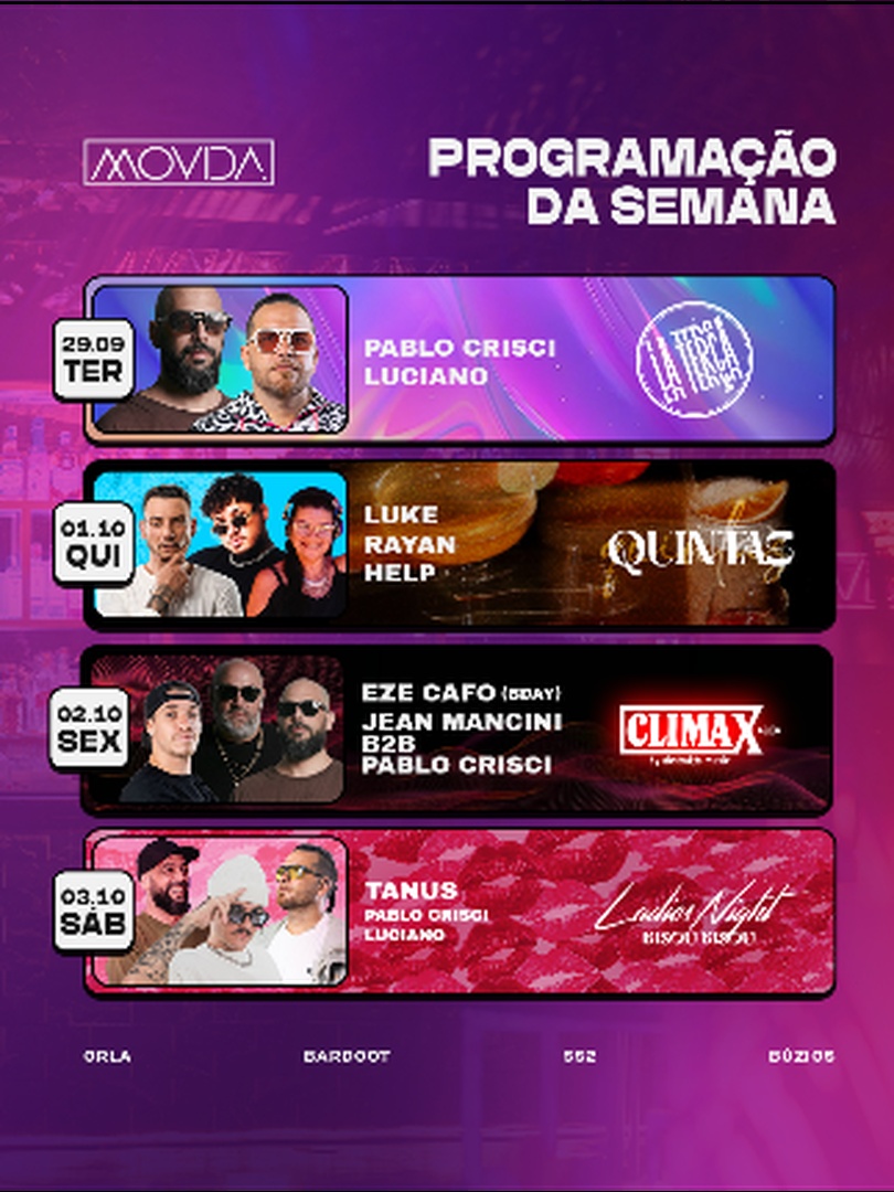 Imagem da fonte — SEMANA MOVIDA 29/09 a 03/10
