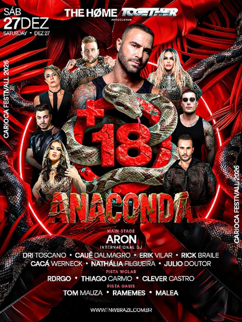 27.12 | THE HOME RIO | FESTA +18 | EDIÇÃO ANACONDA | CARIOCA FESTIVAL 2026 | TNW