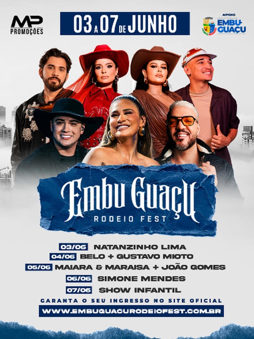 Embu Guaçu Rodeio Fest - Pistas em Embu-Guaçu em Embu-Guaçu - * Dia 04 de Junho – Belo e Gustavo Mioto