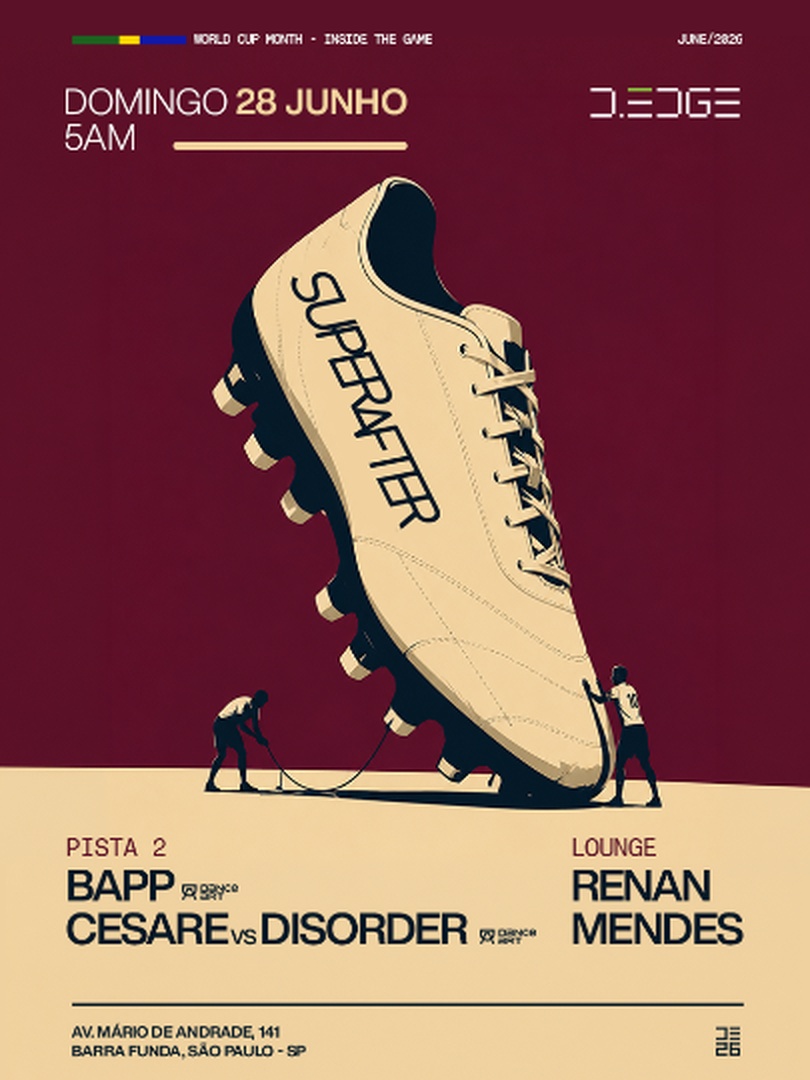 Capa do evento: SUPERAFTER D-EDGE SP pres.: P2: BAPP. CESARE VS DISORDER // LOUNGE:  RENAN MENDES